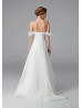 Off Shoulder Ivory Satin Tulle Chic Wedding Dress